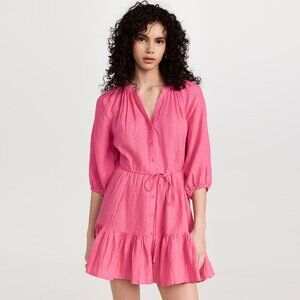 Apiece Apart "Mitte" Linen Dress in Hot Pink, size Large